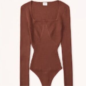 Abercrombie & Fitch Ribbed Brown Bodysuit